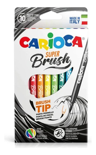 Plumones Super Brush 10 Colores Carioca - Ps