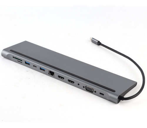 Dock 12 En 1 Tipo C Dual Hdmi Usb Vga Rj45