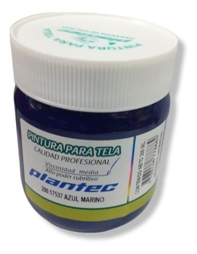 Pintura Para Tela Plantec 200 Ml Pote Los Colores Color Azul Marino