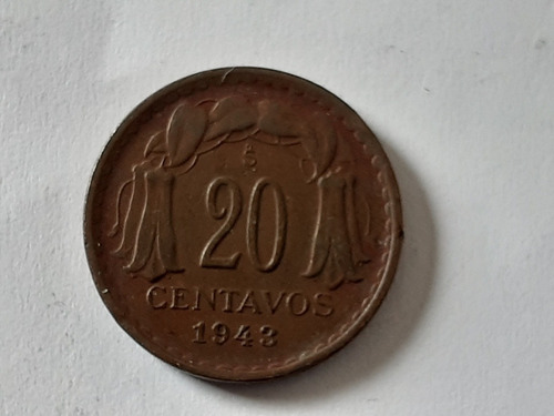 Moneda Chile 20 Centavos 1943 Cobre (x1106