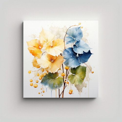 20x20cm Cuadro Tela Sublimada Flores De Linden Bastidor Made