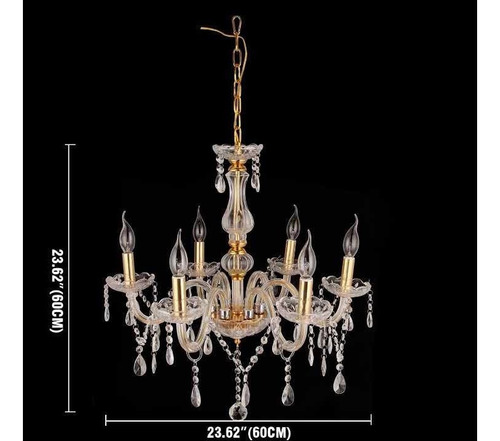 Lámpara De Techo De Cristal 6 Brazos Gold Candil Candelabro