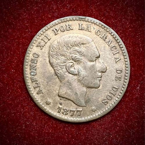 Moneda 5 Céntimos España 1877 Km 674 Alfonso 12 (Usado)