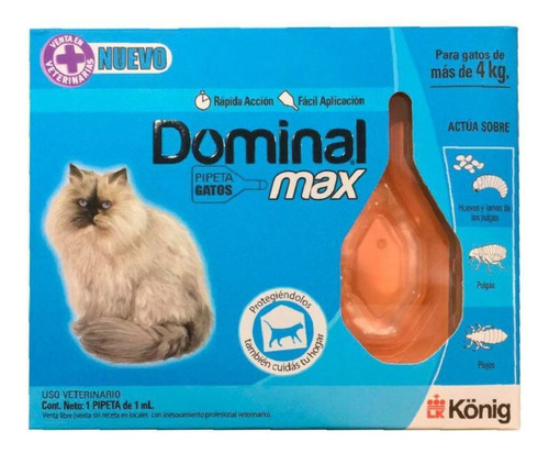 Desparasitador Gato Pipeta Antipulgas Dominal Max Mas D 4 Kg