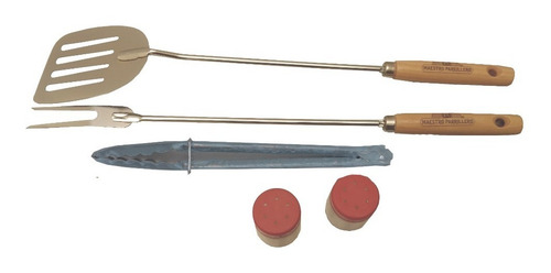 Imagen 1 de 3 de Set De Utencilios Asador Para Carne Asada 5 Pzas