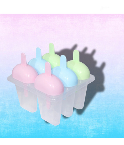 Moldes Paletas Hielo 6 Reutilizables Contenedor Color Pastel
