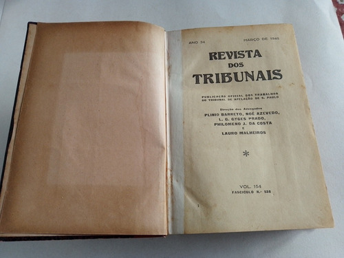 Livro Revista Dos Tribunais. Editado Em 1945. Conservado.