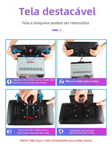 Multimídia Android Tela Giratória 9pole 1din+ Câmera De Ré