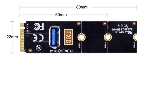 Imagen 2 de 3 de Riser M2 A Pcie 4x (ngffp4x) Minería Ethereum,zcash
