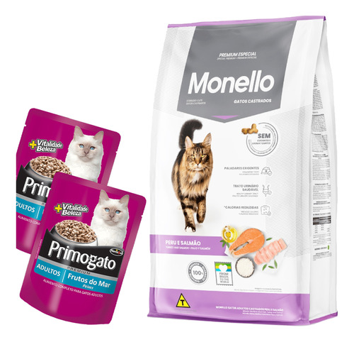 Comida Monello Premium Cat Gato Castrado 10 Kg + Regalo