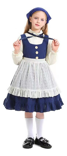 Disfraz De Campesina Azul Para Niñas, Cosplay Para Niños .