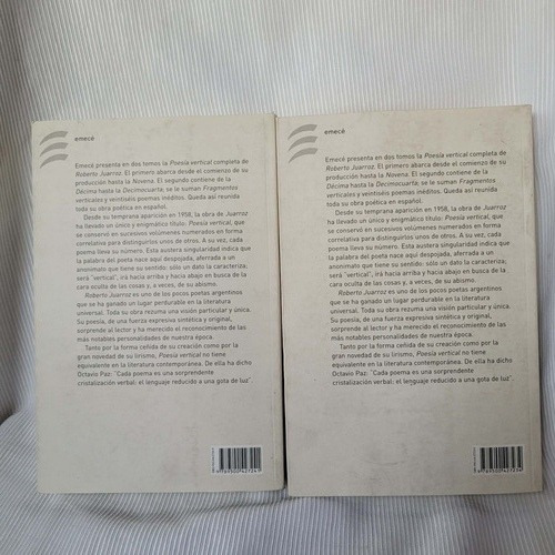 Imagen 3 de 10 de Poesia Vertical 1 Y 2 Roberto Juarroz Emece Poesia Completa