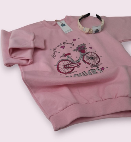 Imagen 2 de 3 de Buzo Frizado Estampado Con Brillos Niñas