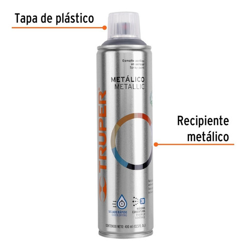 Pintura En Aerosol, Cromo Metálico, Bote Esbelto, 400 Ml