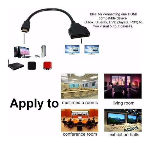 Imagen 3 de 8 de Adaptador Divisor Splitter Hdmi 1x2