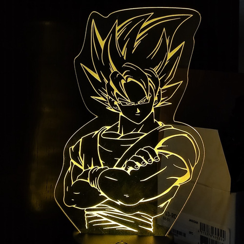 Lámpara Led 3d Goku Dragon Ball Rgb Con Control Remoto