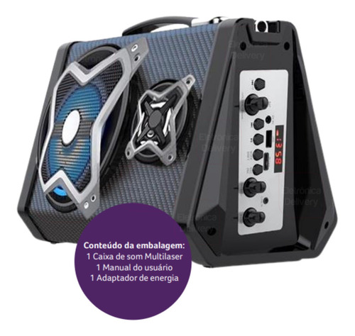 Imagem 7 de 7 de Caixa De Som Multiuso Bt/usb/fm/aux/sd/mic/led 120w Sp314