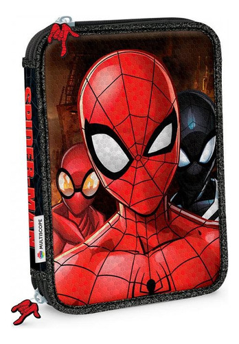 Cartuchera Spiderman Personajes Multiscope 2 Pisos Relieve