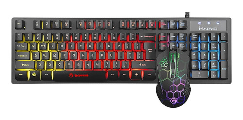 Kit Marvo Km409 Teclado Y Mouse Gamer Led Alambricos Neg Se 