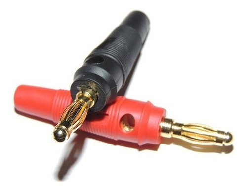 40 Plug Banana Macho 4mm 20a Preto E Vermelho Banhado A Ouro