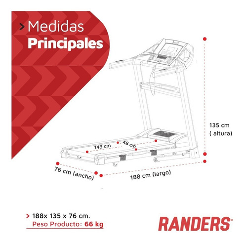 Imagen 7 de 10 de Cinta Motorizada Arg-600 Randers Mg