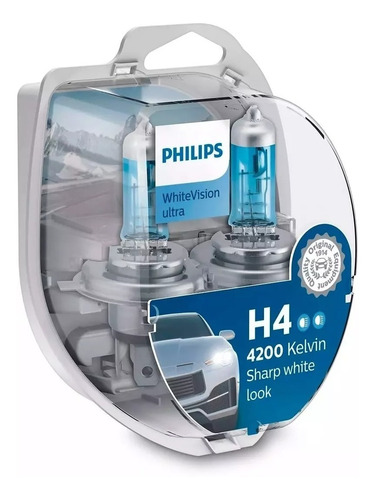 Kit 2 Lampara H4 Philips White Vision Ultra 12v 60/55w + W5w