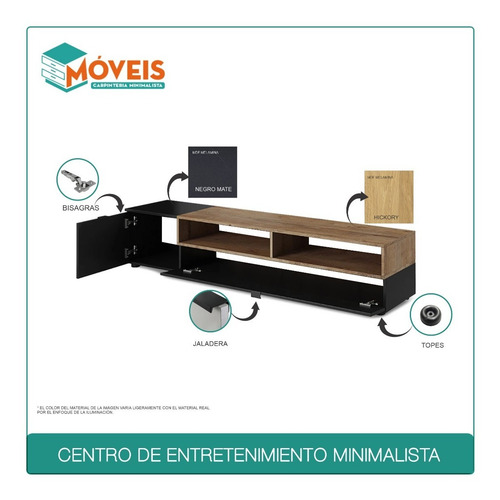 Imagen 3 de 9 de Centro De Entretenimiento Minimalista_gris & Natural