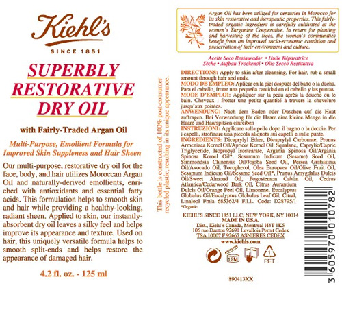 Kiehls Aceite Seco Superbly Restorative Argan Dry Oil