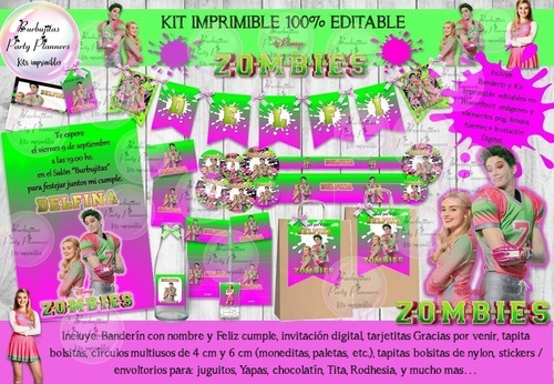 Kit Imprimible Candy Bar Disney Zombies 100% Editable