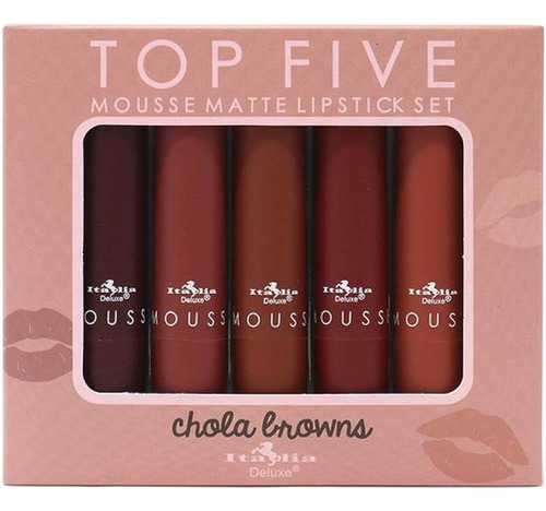 Italia Deluxe Top Five Mousse Matte Lipstick Set Chola Brown