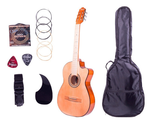 Guitarra Acústica Curva De Paracho, Paquete Con Accesorios 