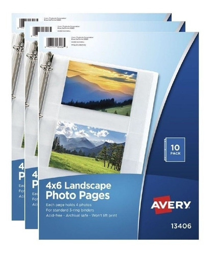 Protector Para Fotos Horizontal 4  X 6  Avery Pp46h10 3 Paq