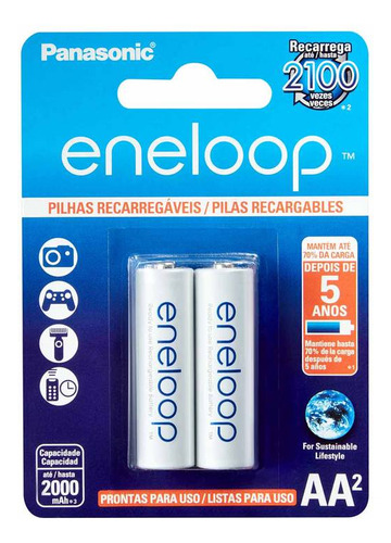 18 Pilhas Recarreg Pequena Eneloop Std Aa Panasonic (9 Cart)