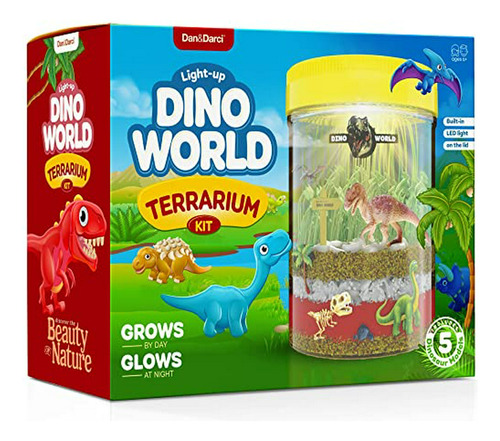 Kit Terrario Dino World Para Niños - Luz Led En Tapa - Jugue