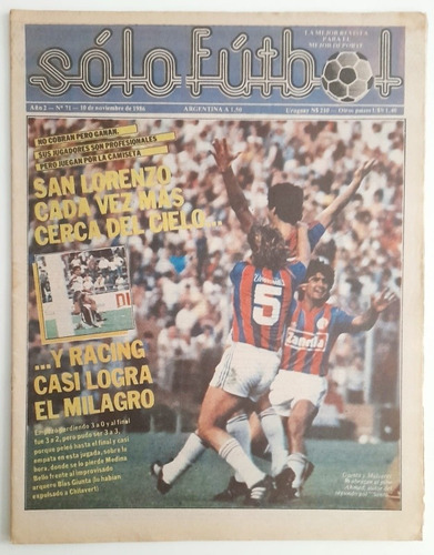 Revista Solo Futbol 71 San Lorenzo Gimnasia Dock Sud 1986 Fs