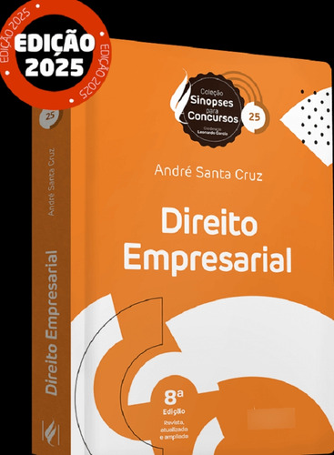 Sinopses Para Concursos Vol 25 - Direito Empresarial - 8 Edição 2025 Juspodivm, De Andre Santa Cruz., Vol. 25. Editorial Juspodivm, Capa Mole, Edição 8 Em Português, 2025