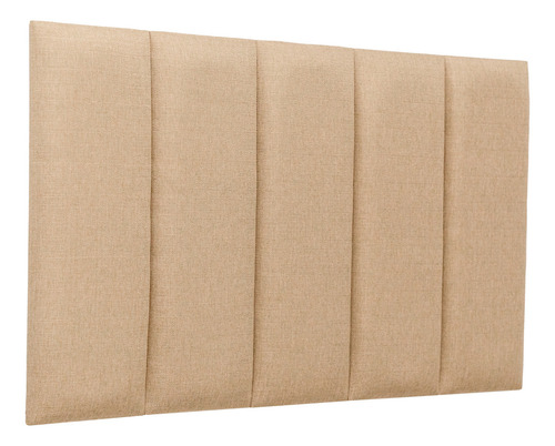 Cabeceira Solteiro Modelar Casa Estofada Modular Ripada Adesiva com 5 Placas 60x20 Medida Montada 100x60cm na Cor Linho Bege