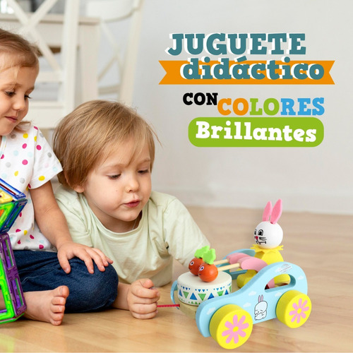 Carrito Juguete Didactico Arrastre Artesanal Animalitos
