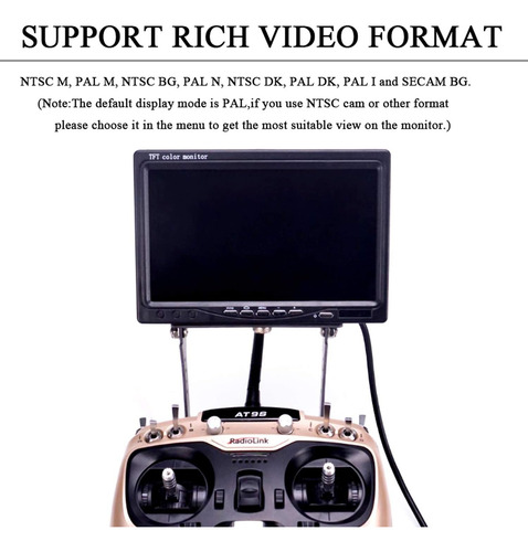 Monitor Fpvdrone Rc De 7 Pulgadas Fpv 1024x600 Ips Lcd Monit
