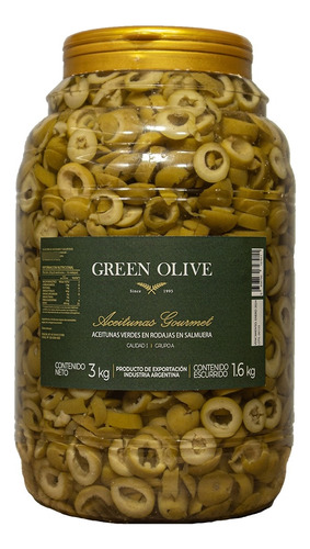 Aceitunas Verdes Green Olive Rodajadas X2kg