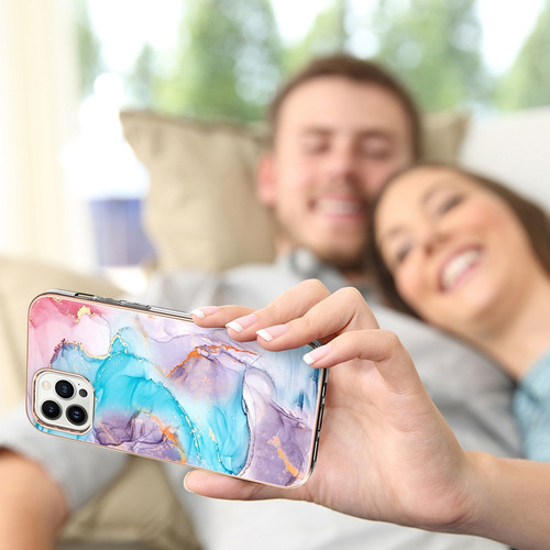 Funda Para Teléfono Huawei Honor/mate Series, De Alta Calidad, Anticaída, Diseño De Flores En Blanco Mármol/azul Mármol/morado