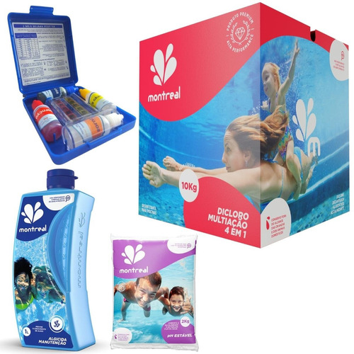 Kit Teste 3x1 Manutenção De Piscinas Com Algicida Ph Estável