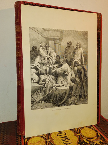 Jesús Curando A Los Enfermos. Lamina Grabado Biblia 1884 Dor