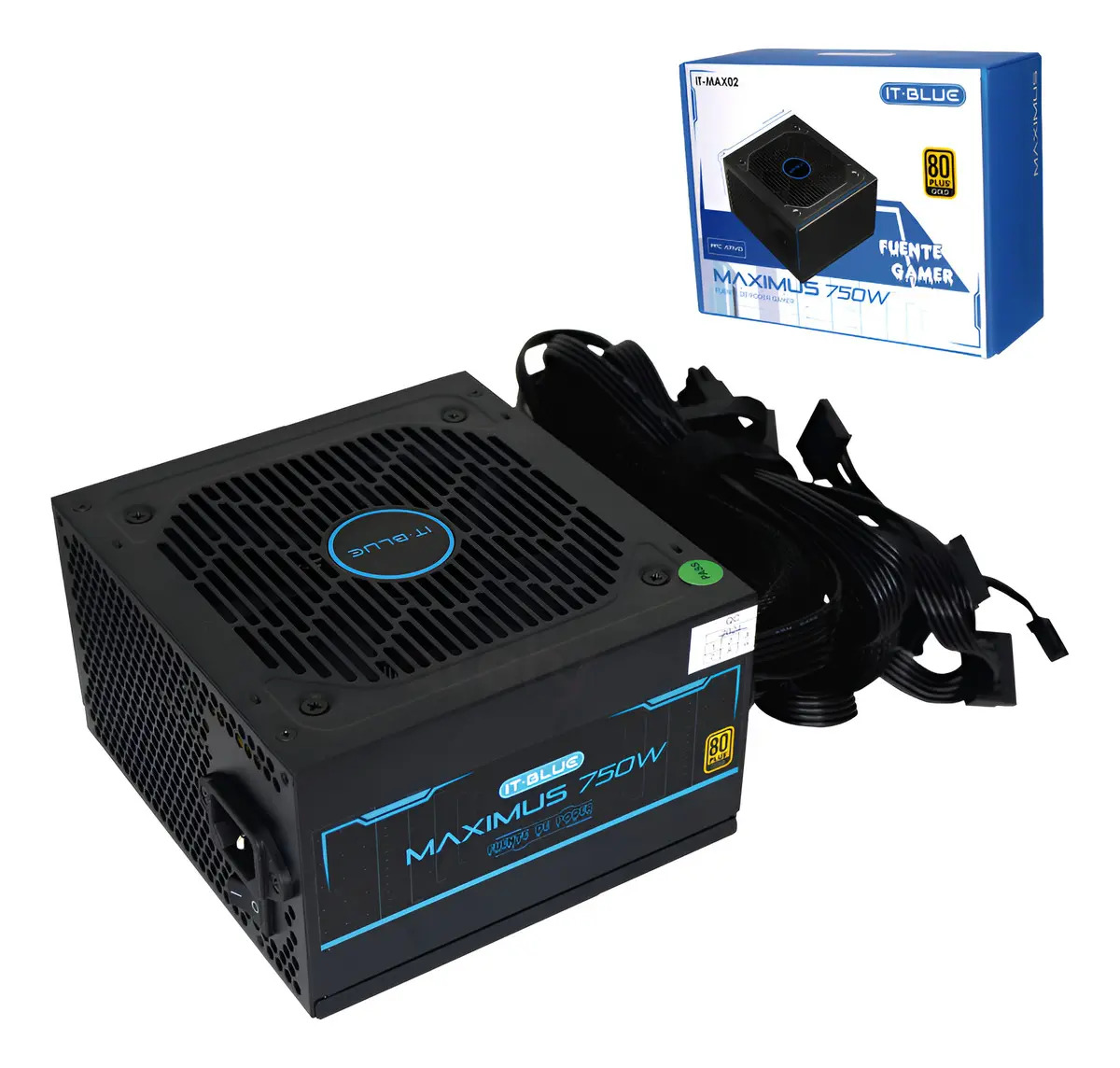 Archy Fuente De Poder 750W Gamer Certificada 80 Plus Gold Potencia Continua Color Negro