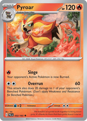 Pyroar 32/193 Pokemon Card Paldea Evolved Scarlet & Violet