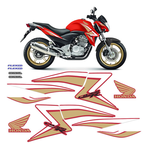 Kit Adesivos Moto Honda Cb300r 2015 Dourado - Genérico