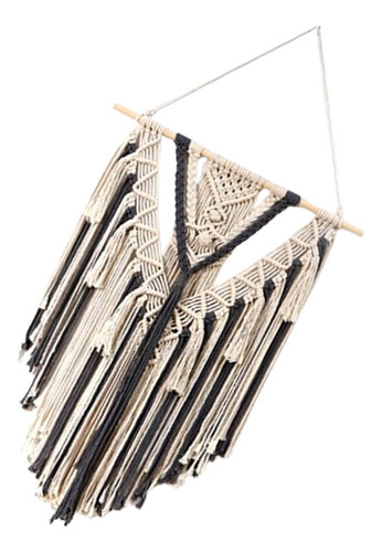 Tapiz De Pared Con Borlas Largas Y Macramé Estilo Bohemio