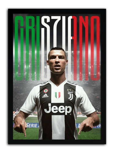 Quadro Decorativo Poster Cr7 Juventus Cristano Ronaldo Azurr