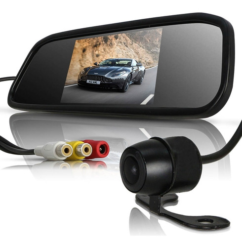Retrovisor Lcd Tela 4 E Câmera De Ré Colorida Visão Noturna