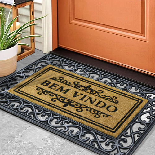 1 Tapete Porta Capacho Fibra Coco Antiderrapante 45x75 Im1pr
